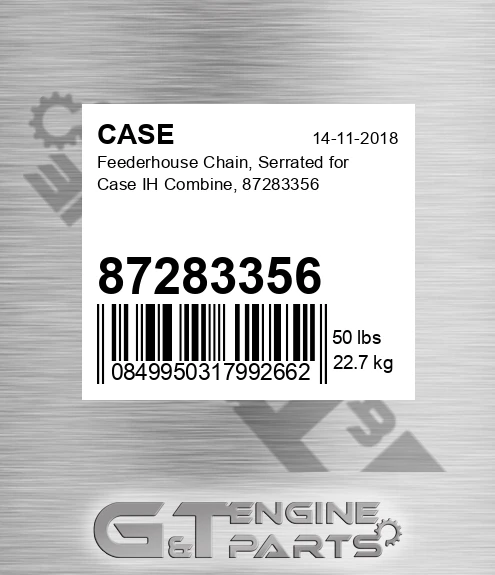 87283356 Feederhouse Chain, Serrated For Ih Combine,