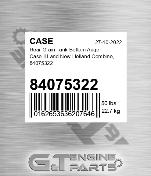 84075322 CASE Rear Grain Tank Bottom Auger Case Ih And New Holland Combine,