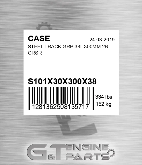 S101X30X300X38 CASE Steel Track Grp 38l 300mm 2b Grsr