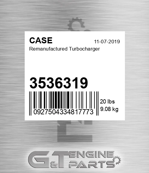 3536319 CASE Remanufactured Turbocharger