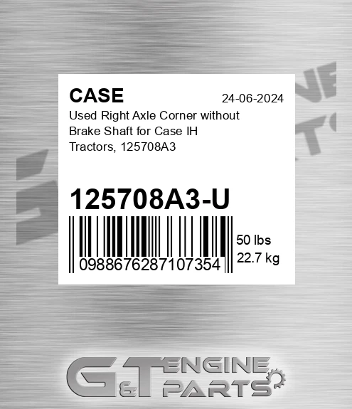125708A3-U Used Right Axle Corner Without Brake Shaft For Ih Tractors, 125708a3
