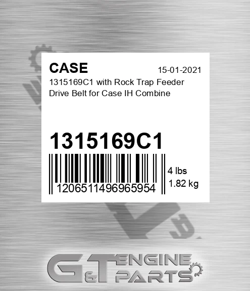 1315169C1 CASE With Rock Trap Feeder Drive Belt For Case Ih Combine