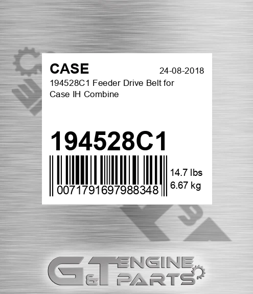 194528C1 CASE Feeder Drive Belt For Case Ih Combine