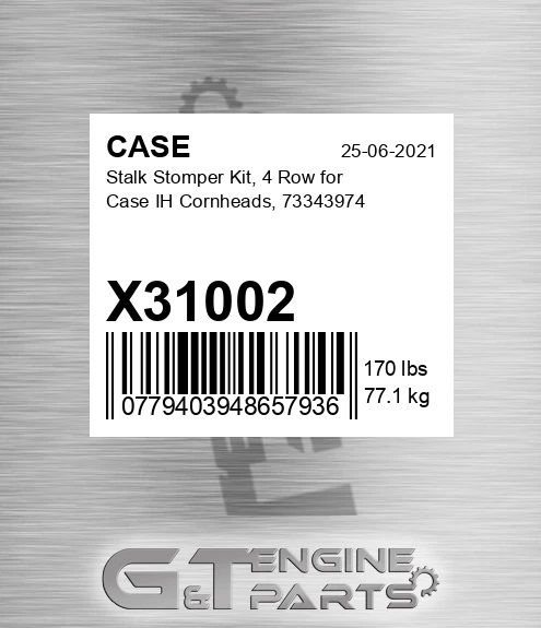 X31002 CASE Stalk Stomper Kit, 4 Row For Case Ih Cornheads, 73343974