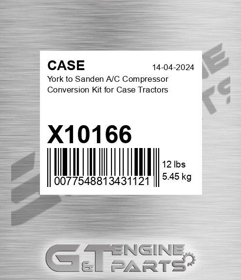 X10166 CASE York To Sanden A/c Compressor Conversion Kit For Case Tractors