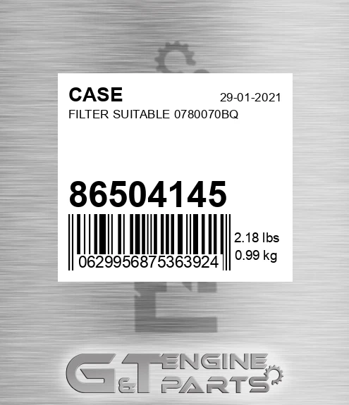 86504145 CASE Filter Suitable 0780070bq