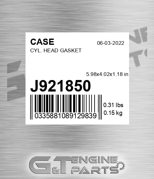 J921850 CASE Cyl. Head Gasket