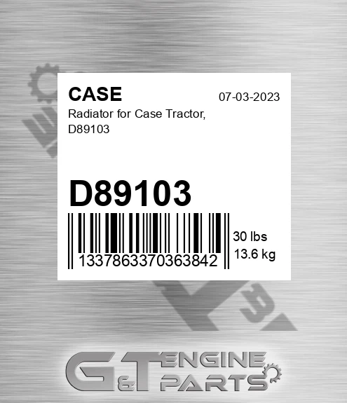 D89103 CASE Radiator For Case Tractor,
