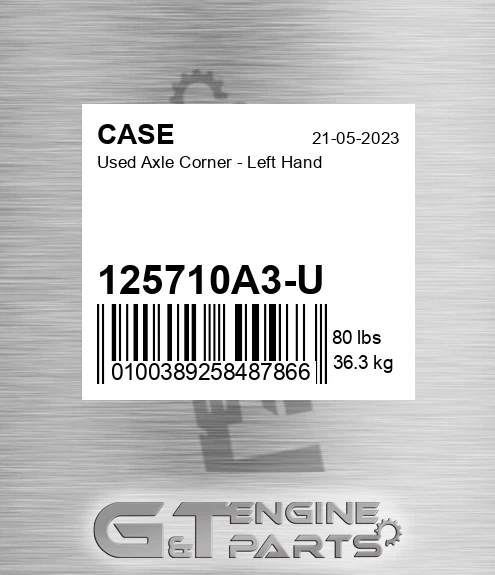 125710A3-U Used Axle Corner - Left Hand