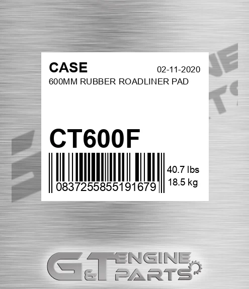 CT600F CASE 600mm Rubber Roadliner Pad
