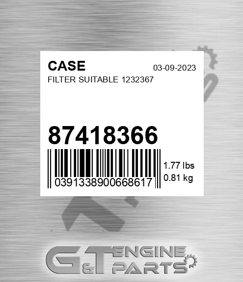 87418366 CASE Filter Suitable 1232367