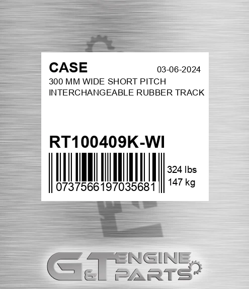 RT100409K-WI 300 Mm Wide Short Pitch Interchangeable Rubber Track