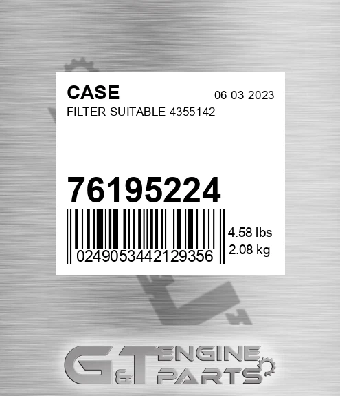 76195224 Filter Suitable 4355142