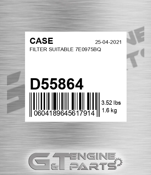 D55864 Filter Suitable 7e0975bq