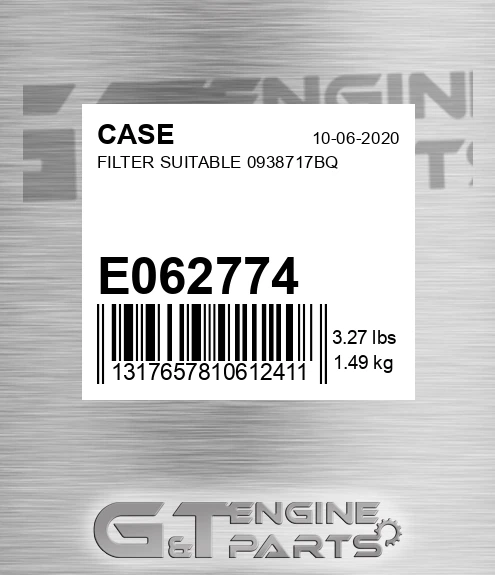 E062774 CASE Filter Suitable 0938717bq