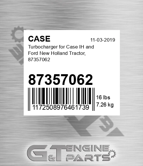 87357062 CASE Turbocharger For Case Ih And Ford New Holland Tractor,