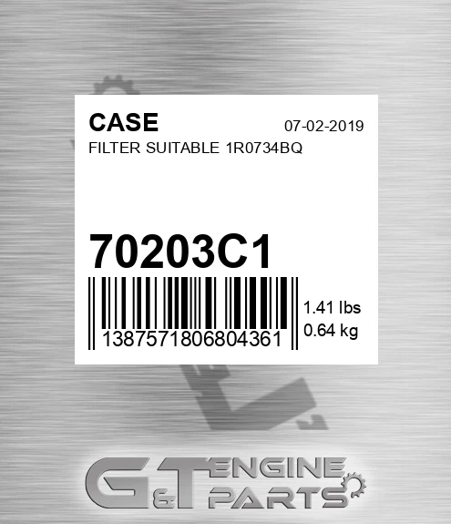 70203C1 CASE Filter Suitable 1r0734bq