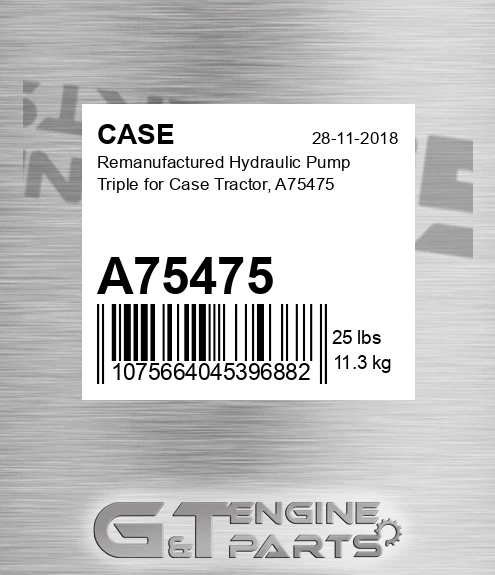 A75475 CASE Remanufactured Hydraulic Pump Triple For Case Tractor,