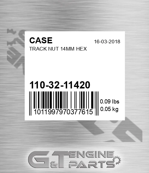 110-32-11420 Track Nut 14mm Hex