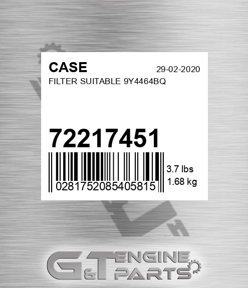 72217451 CASE Filter Suitable 9y4464bq