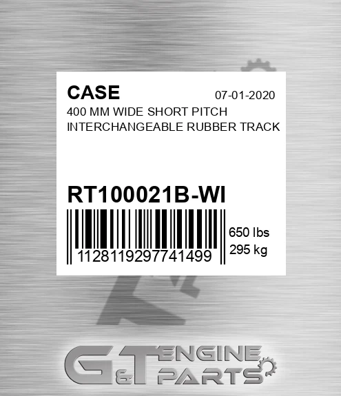 RT100021B-WI CASE 400 Mm Wide Short Pitch Interchangeable Rubber Track