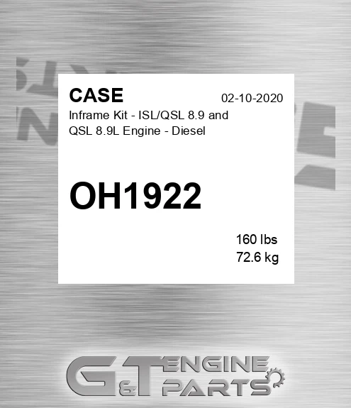 OH1922 Inframe Kit - Isl/qsl 8.9 And Qsl 8.9l Engine - Diesel