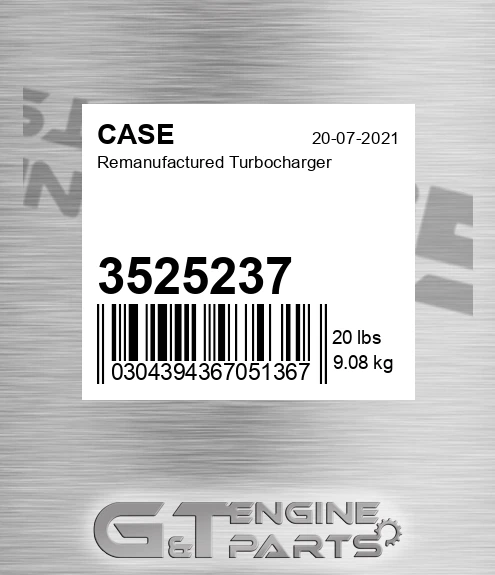 3525237 CASE Remanufactured Turbocharger