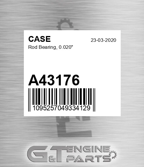 A43176 Rod Bearing, 0.020"