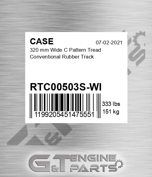 RTC00503S-WI 320 Mm Wide C Pattern Tread Conventional Rubber Track
