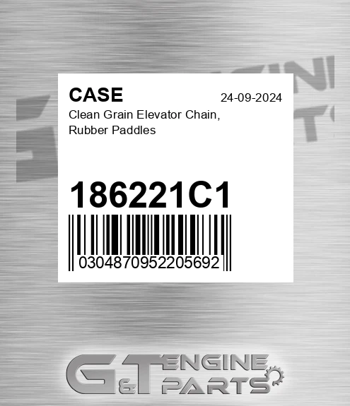 186221C1 CASE Clean Grain Elevator Chain, Rubber Paddles