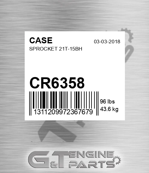 CR6358 CASE Sprocket 21t-15bh
