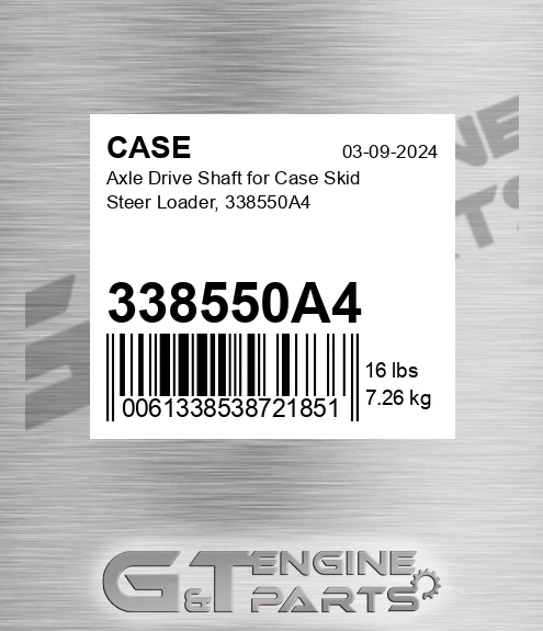 338550A4 Axle Drive Shaft For Skid Steer Loader,
