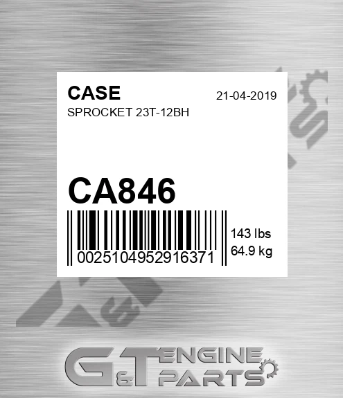 CA846 CASE Sprocket 23t-12bh