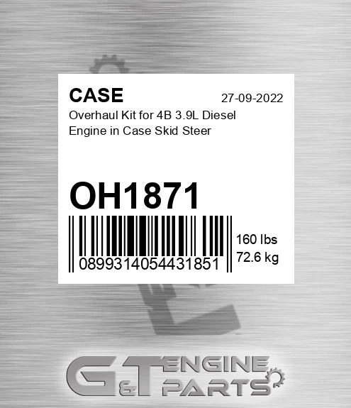 OH1871 Overhaul Kit For 4b 3.9l Diesel Engine In Skid Steer