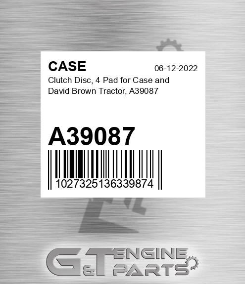 A39087 CASE Clutch Disc, 4 Pad For Case And David Brown Tractor,