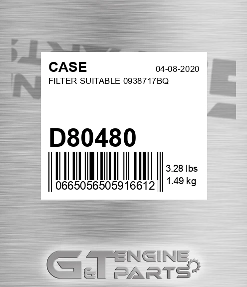 D80480 Filter Suitable 0938717bq