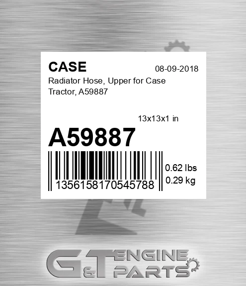 A59887 Radiator Hose, Upper For Tractor,