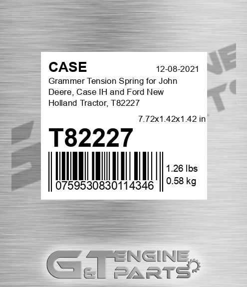 T82227 Grammer Tension Spring For John Deere, Ih And Ford New Holland Tractor,