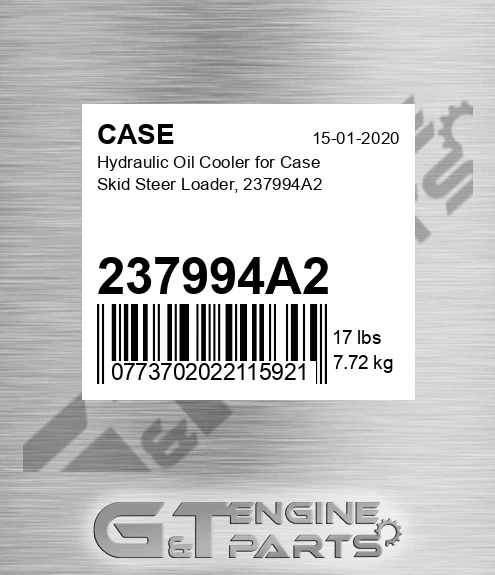 237994A2 CASE Hydraulic Oil Cooler For Case Skid Steer Loader,