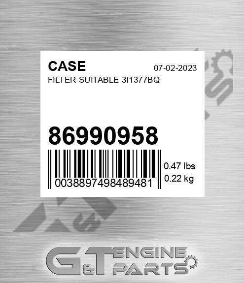 86990958 Filter Suitable 3i1377bq