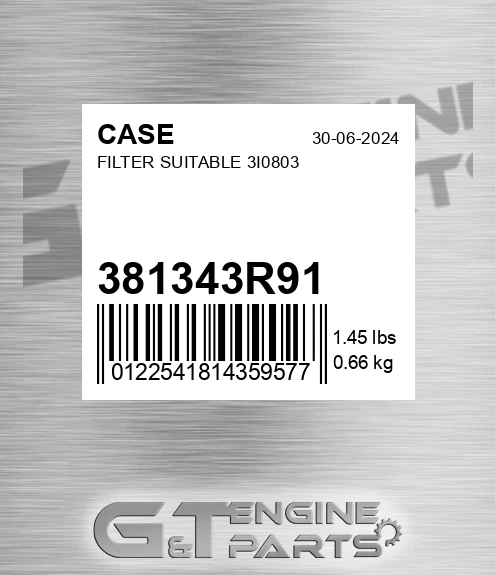 381343R91 CASE Filter Suitable 3i0803