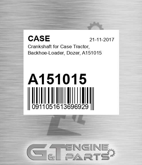 A151015 CASE Crankshaft For Case Tractor, Backhoe-loader, Dozer,