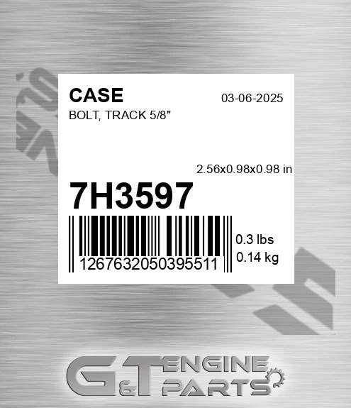 7H3597 CASE Bolt, Track 5/8"