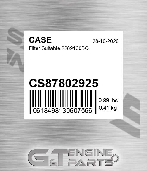 CS87802925 Filter Suitable 2289130bq