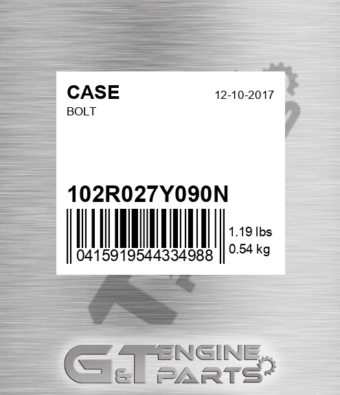 102R027Y090N Bolt for CASE