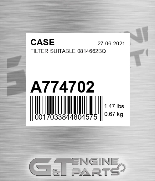 A774702 CASE Filter Suitable 0814662bq