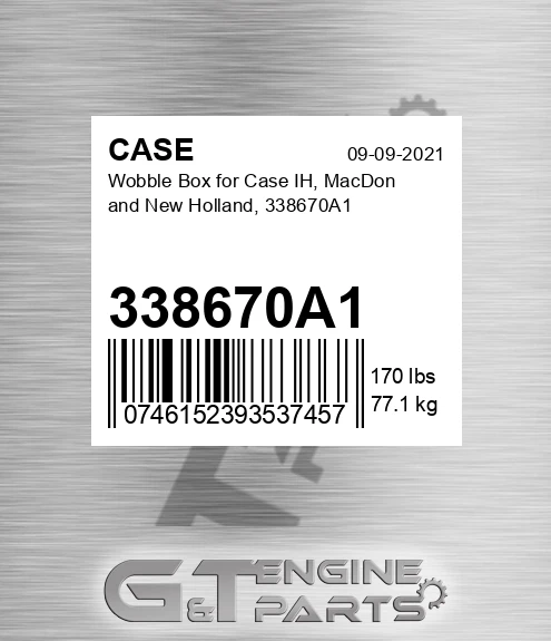 338670A1 Wobble Box For Ih, Macdon And New Holland,