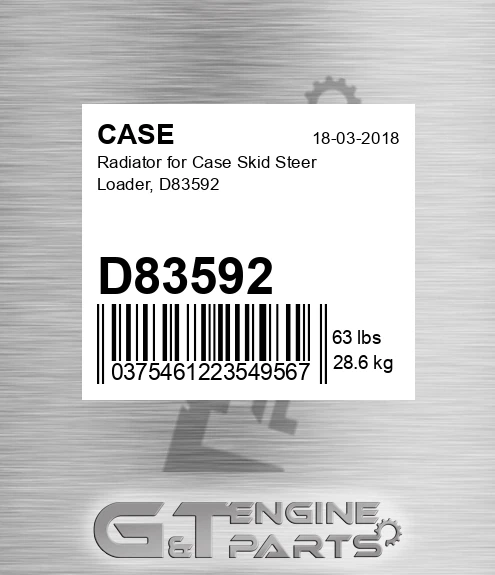 D83592 Radiator For Skid Steer Loader,