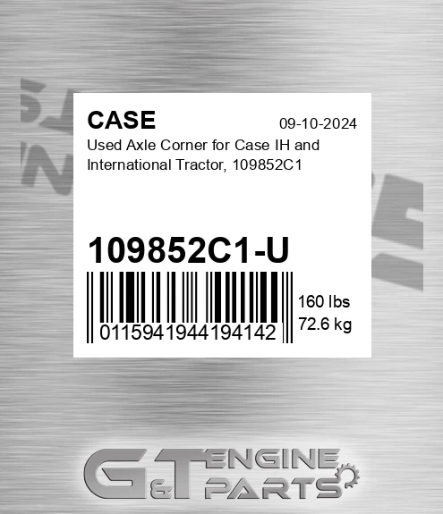109852C1-U CASE Used Axle Corner For Case Ih And International Tractor, 109852c1