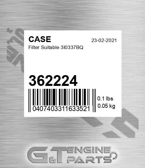 362224 Filter Suitable 3i0337bq
